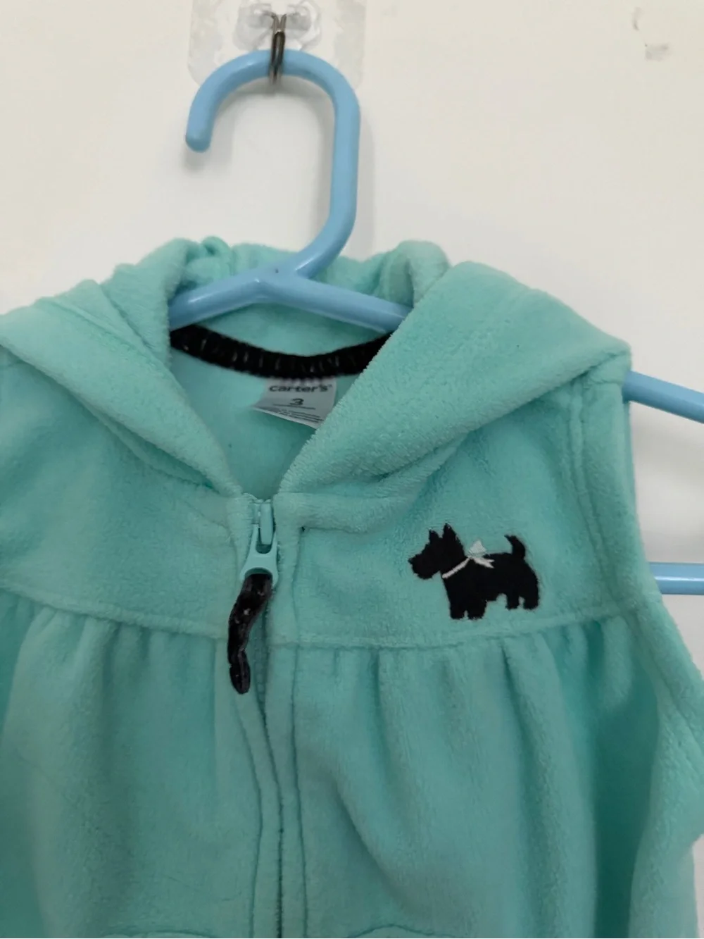 Carters 3 Months Baby Blue Comfy Hooded Bear Sleeveless Zippered Vest